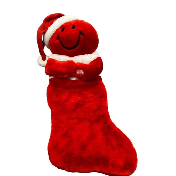 Dan Dee Smiley Face Happy Christmas Stocking Red Santa Laughing 21" Plush - Picture 3 of 9